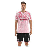 Men Soccer Jersey with Short, Customize Name Number Shirt, Football Training Kit Lava Pink